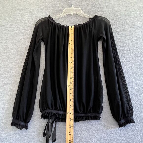 Bebe Y2K Witchy Sheer Black Ruffled Top XS Mesh Whimsigoth Dark Romantic Grunge - Picture 12 of 13
